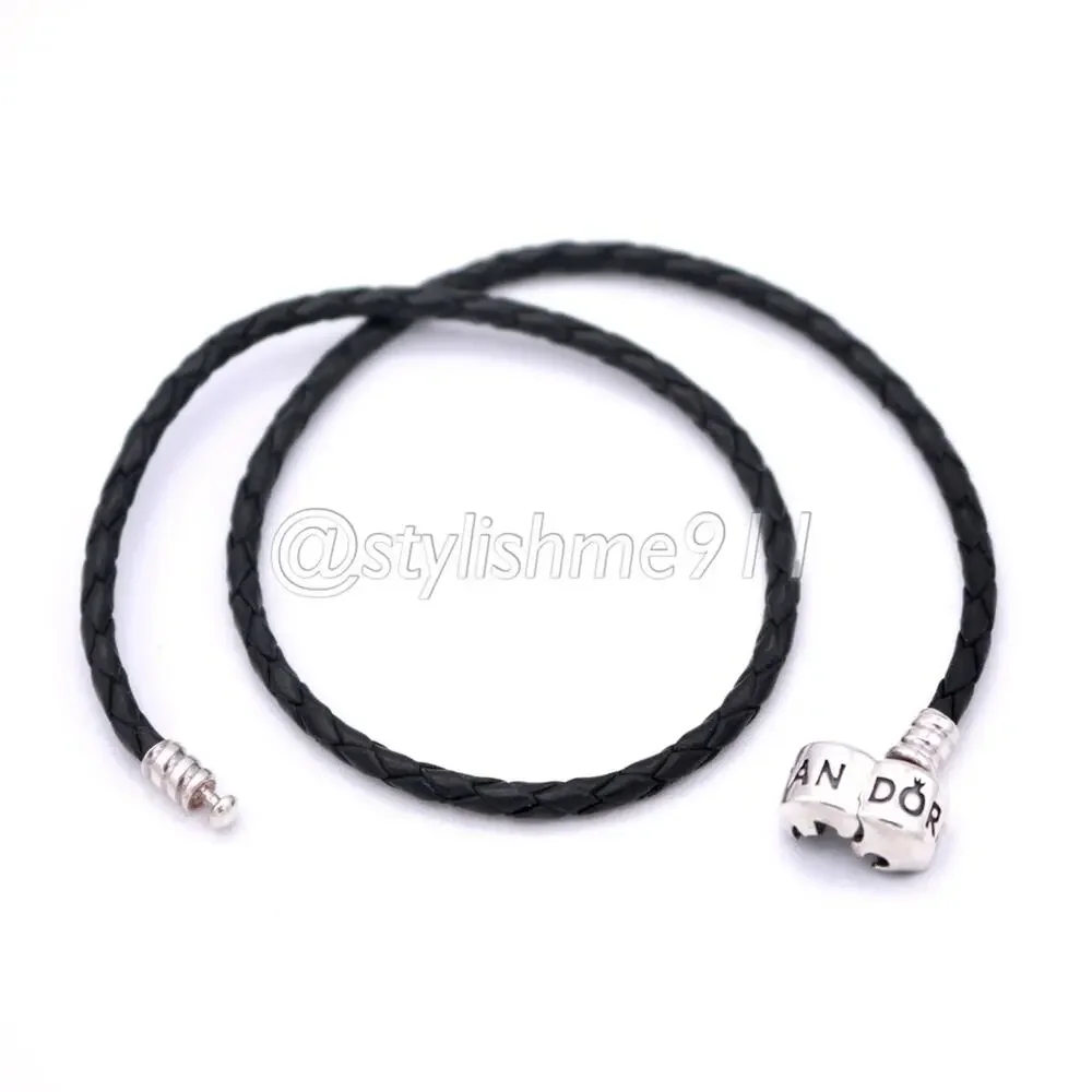 Authentic PANDORA Double Black Leather Bracelet - 590705CBK-D